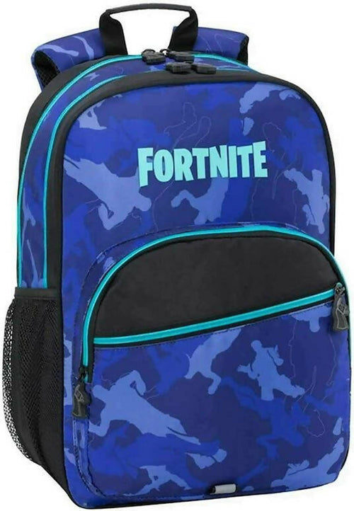 Fortnite Zaino Sucola Organizzato Blu Camo Zaino Elementari 42x30x15 Cm Ufficiale Fortnite 3 Scomparti Franco Cosimo Panini