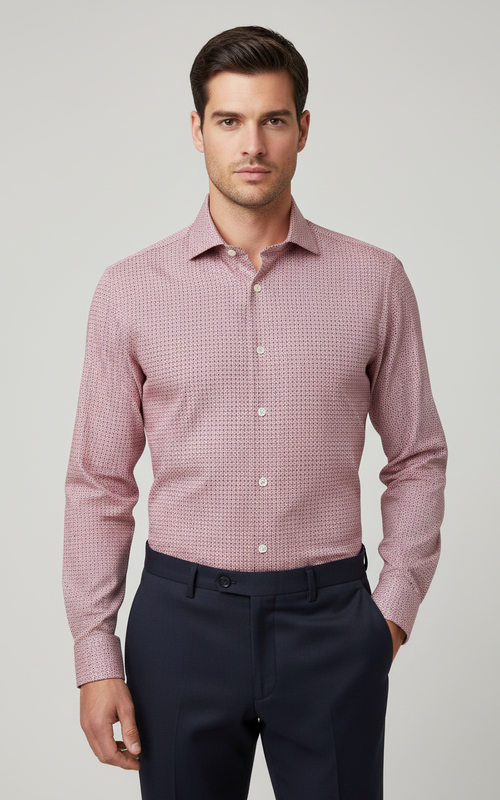 Foto modello camicia Bagutta pattern rosso bianco blu