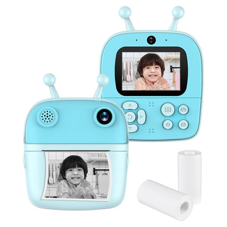 Fotocamera A Stampa Istantanea Per Bambini Digitale 1080p Doppio Obiettivo Con Carta