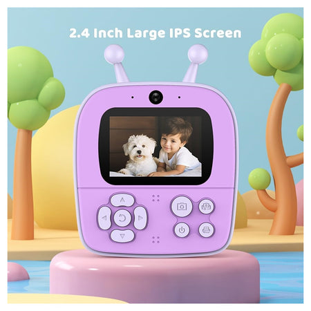 Fotocamera A Stampa Istantanea Per Bambini Digitale 1080p Doppio Obiettivo Con Carta
