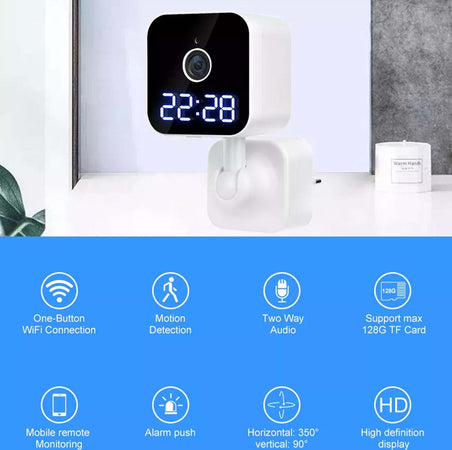 Fotocamera Hd 1080p Wifi Sicurezza Ip Home Cam Visione Notturna Orologio Q-sx909 Fai da te/Sicurezza e protezione/Sistemi di sicurezza domestica/Kit video per la sicurezza domestica/Videocamere di sorveglianza/Dom camera Trade Shop italia - Napoli, Commerciovirtuoso.it