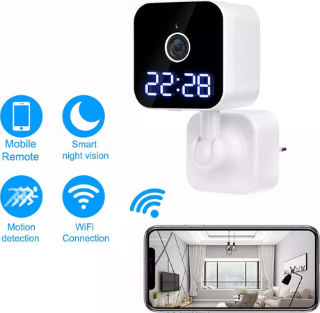 Fotocamera Hd 1080p Wifi Sicurezza Ip Home Cam Visione Notturna Orologio Q-sx909 Fai da te/Sicurezza e protezione/Sistemi di sicurezza domestica/Kit video per la sicurezza domestica/Videocamere di sorveglianza/Dom camera Trade Shop italia - Napoli, Commerciovirtuoso.it