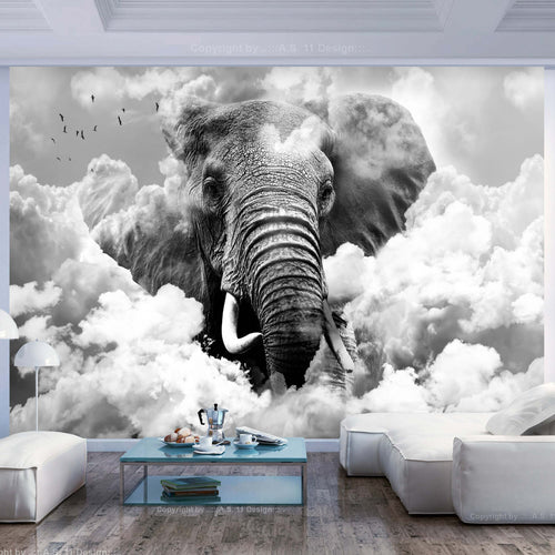 Fotomurale-Elephant-in-the-Clouds-(Black-and-White)