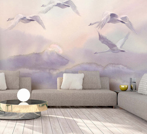 Fotomurale-Flying-Swans