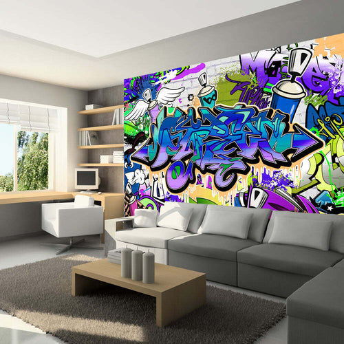 Fotomurale-Graffiti:-motivo-viola