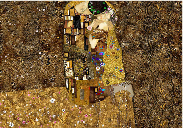 Fotomurale-Klimt-inspiration-Golden-Kiss