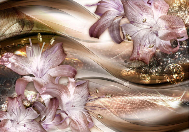 Fotomurale-Lilies-on-the-Wave-(Brown)
