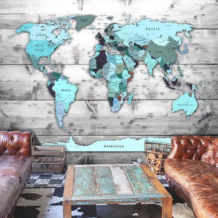 Fotomurale-World-Map:-Blue-Continents