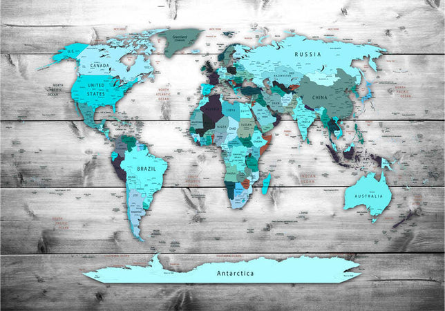 Fotomurale-World-Map:-Blue-Continents