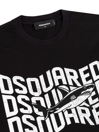 DSQUARED2 T-Shirt Over nera con stampa logo Dsquared2 da uomo