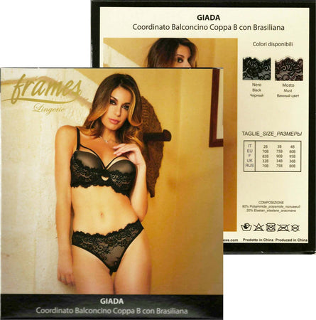 Frames Giada Coordinato Intimo Donna Completino Slip + Reggiseno Balconcino Coppa B Completo Intimo Donna Sexy In Pizzo Moda/Donna/Abbigliamento/Abbigliamento da notte lingerie e intimo/Lingerie & Intimo/Completi intimi L’Orchidea - Siderno, Commerciovirtuoso.it