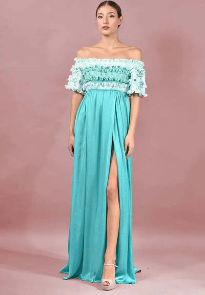 Francesca Conoci Abito Donna Da Cerimonia Made in Italy Lungo Con Manica Corta Scollo a Barchetta E Rouches Vestito Elegante Con Spacco Sul Lato Frontale Sinistro Moda/Donna/Abbigliamento/Vestiti/Sera e Cerimonia You Store - Messina, Commerciovirtuoso.it