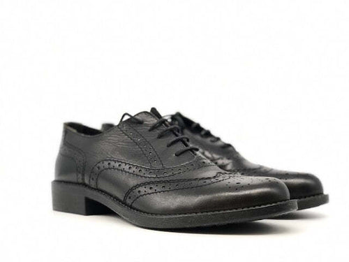 Francesina donna in pelle nera TRATTI