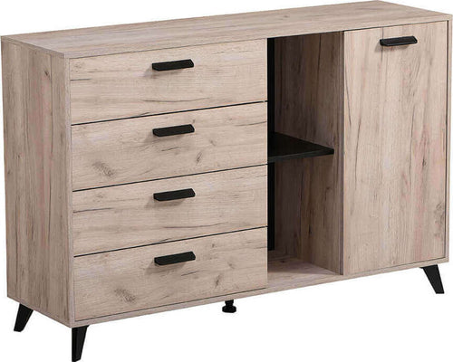 FRANCIE---madia-quattro-cassetti-un-anta-moderna-minimal-in-legno-cm-137,5-x-40-x-90,5-h-Rovere-grigio-Milani-Home