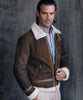 Franco---Giacca-Uomo-Cuoio-effetto-Graffiato-in-vero-montone-Shearling