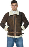 Franco---Giacca-Uomo-Cuoio-effetto-Graffiato-in-vero-montone-Shearling