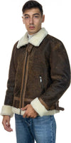 Franco---Giacca-Uomo-Cuoio-effetto-Graffiato-in-vero-montone-Shearling