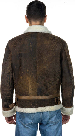 Franco---Giacca-Uomo-Cuoio-effetto-Graffiato-in-vero-montone-Shearling