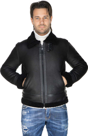 Franco---Giacca-Uomo-Nero-in-vero-montone-Shearling