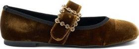 Frau-ballerina-marrone-in-velluto-con-fibbia-69G2