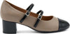 Frau-ballerina-Mary-Jane-in-pelle-tortora-e-vernice-nero-66N7