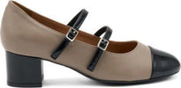 Frau-ballerina-Mary-Jane-in-pelle-tortora-e-vernice-nero-66N7