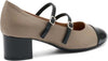 Frau-ballerina-Mary-Jane-in-pelle-tortora-e-vernice-nero-66N7