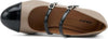 Frau-ballerina-Mary-Jane-in-pelle-tortora-e-vernice-nero-66N7