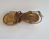 Frau donna sandalo in pelle laminata gold con tacco geometrico