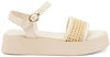 Frau Donna Sandalo Platform 4 Cm a Fascia Con Inserto a Rafia Beige Nuova Collezione