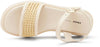 Frau Donna Sandalo Platform 4 Cm a Fascia Con Inserto a Rafia Beige Nuova Collezione