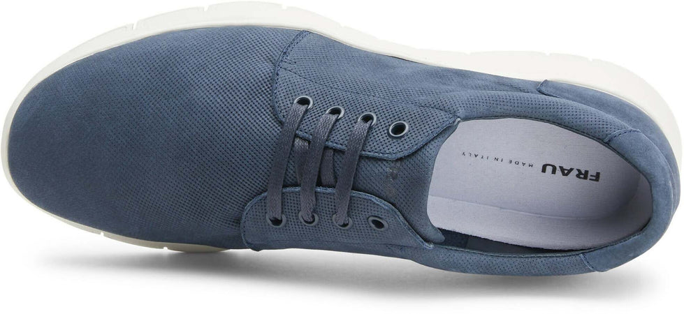 Frau Scarpe Uomo Sneakers Punzonata Blu Con Lacci Nuova Collezione