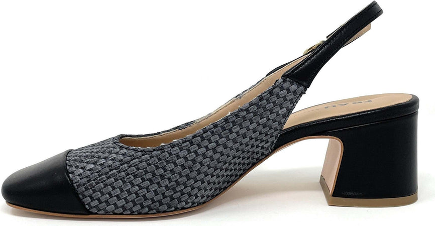 FRAU-sling-back-in-rafia-e-pelle-nero-93B8