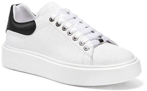 Frau Sneakers Donna pelle micro-traforata Lacci e Sola in Gomma Made In Italy Scarpa Sportiva Leggera Made in italy