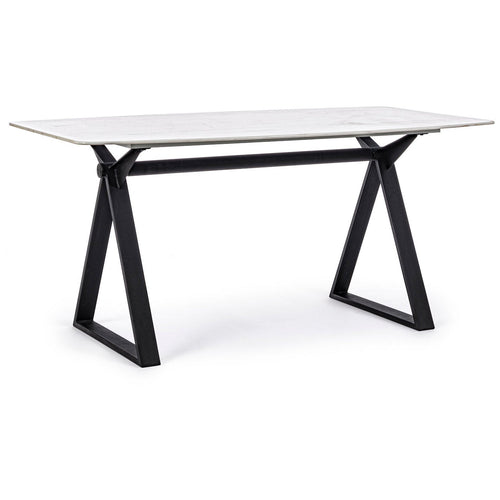 Tavolo Paloma con gambe in acciaio verniciato, top in vetro temperato 160 x 90 cm