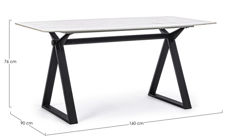 Tavolo Paloma con gambe in acciaio verniciato, top in vetro temperato 160 x 90 cm