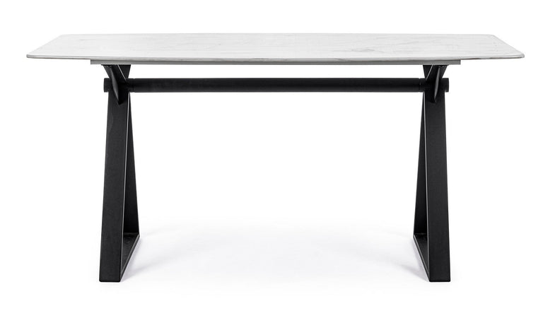 Tavolo Paloma con gambe in acciaio verniciato, top in vetro temperato 160 x 90 cm