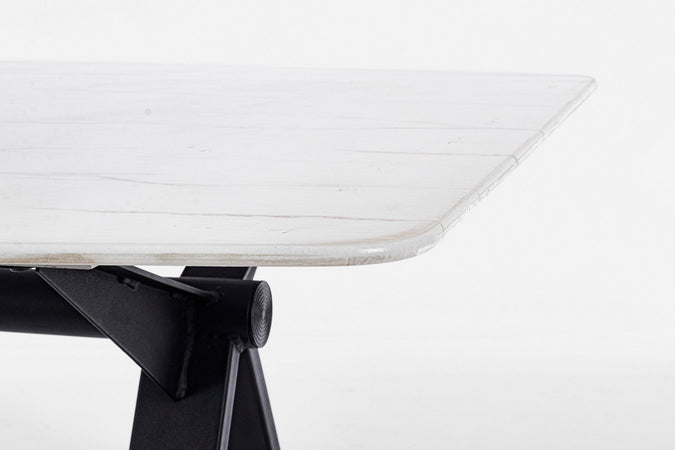 Tavolo Paloma con gambe in acciaio verniciato, top in vetro temperato 160 x 90 cm