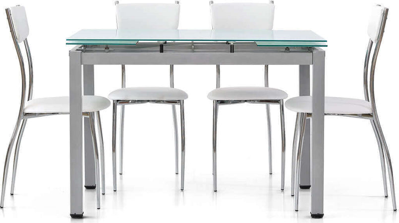 FREDERICK---tavolo-da-pranzo-moderno-allungabile-in-metallo-e-vetro-cm-70x110/140/170x75-h-Grigio-Milani-Home