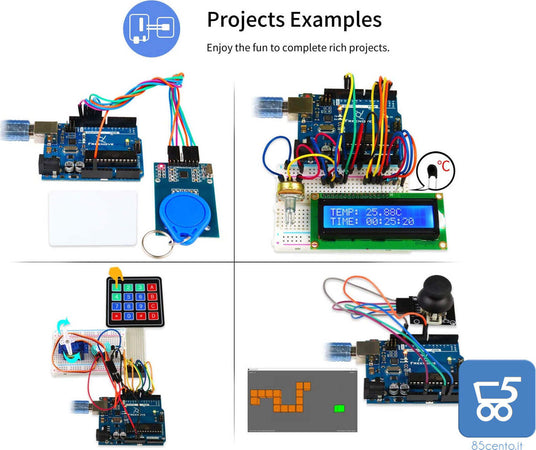 Freenove RFID Starter Kit V2.0 with UNO Arduino IDE Blue Board 198 componenti 49 progetti