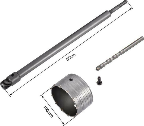 Fresa-A-Tazza-100-Mm-Asta-Prolunga-50-Cm-Per-Trapano-Attacco-Sds-Plus-Tools