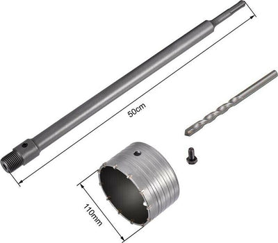 Fresa-A-Tazza-110-Mm-Asta-Prolunga-50-Cm-Per-Trapano-Attacco-Sds-Plus-Tools