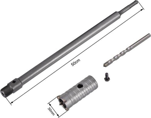 Fresa-A-Tazza-30-Mm-Asta-Prolunga-50-Cm-Per-Trapano-Attacco-Sds-Plus-Tools