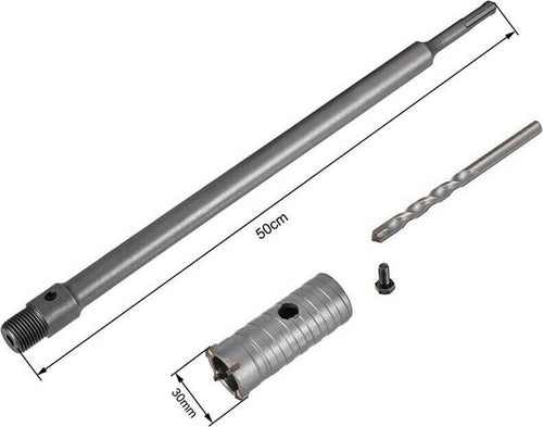 Fresa-A-Tazza-30-Mm-Asta-Prolunga-50-Cm-Per-Trapano-Attacco-Sds-Plus-Tools