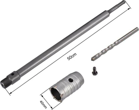 Fresa-A-Tazza-40-Mm-Asta-Prolunga-50-.-Cm-Per-Trapano-Attacco-Sds-Plus-Tools
