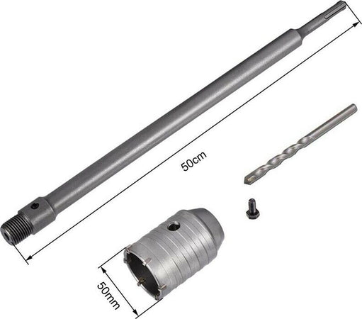 Fresa-A-Tazza-50-Mm-Asta-Prolunga-50-.-Cm-Per-Trapano-Attacco-Sds-Plus-Tools
