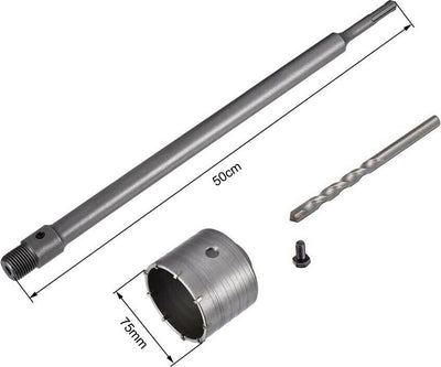 Fresa-A-Tazza-75-Mm-Asta-Prolunga-50-.-Cm-Per-Trapano-Attacco-Sds-Plus-Tools