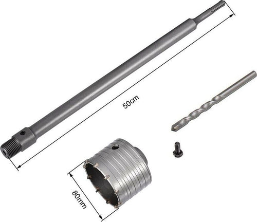 Fresa-A-Tazza-80-Mm-Asta-Prolunga-50-Cm-Per-Trapano-Attacco-Sds-Plus-Tools