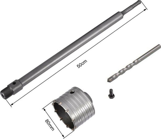 Fresa-A-Tazza-80-Mm-Asta-Prolunga-50-Cm-Per-Trapano-Attacco-Sds-Plus-Tools