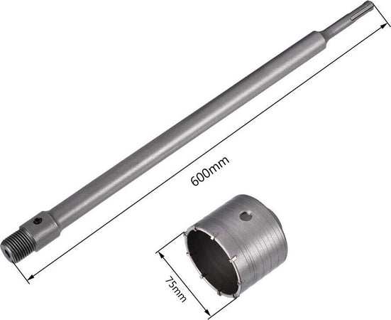 Fresa-Muro-Cemento-A-Tazza-75-Mm-Asta-Prolunga-60-Cm-Attacco-Per-Trapano-Sds-Plus-Tools